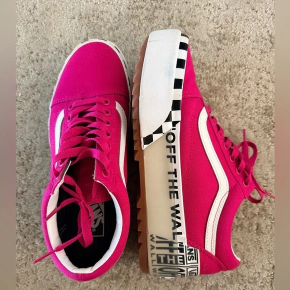 VANS OLD SKOOL STACKED LOGO STACK, CABARET, SIZE 9 WOMENS - Picture 8 of 15